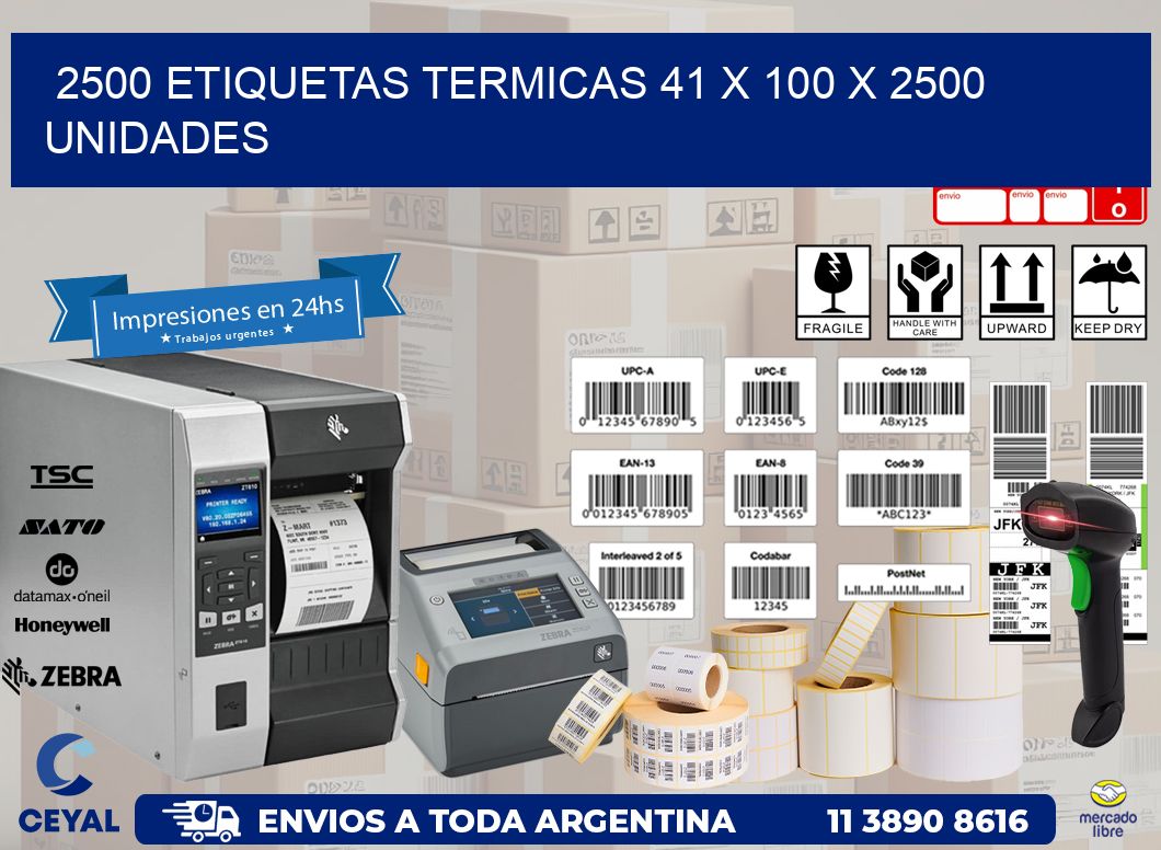 2500 ETIQUETAS TERMICAS 41 x 100 X 2500 UNIDADES