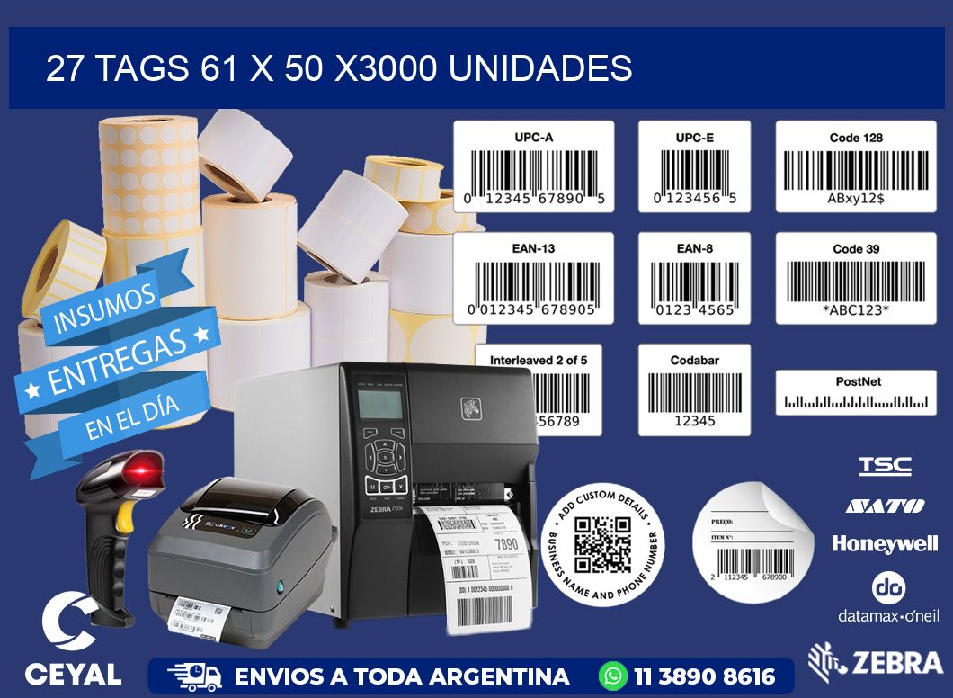 27 TAGS 61 x 50 X3000 UNIDADES