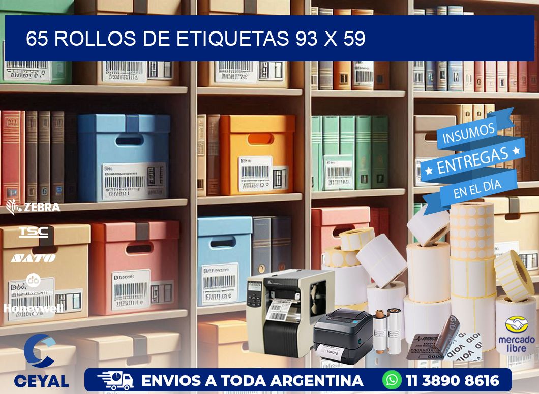 65 ROLLOS DE ETIQUETAS 93 x 59