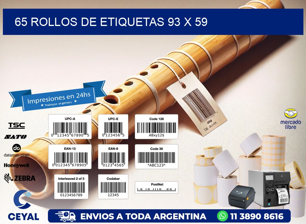 65 ROLLOS DE ETIQUETAS 93 x 59