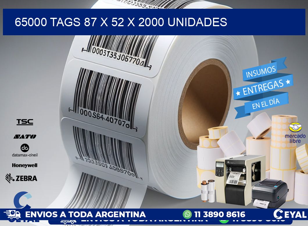 65000 TAGS 87 x 52 X 2000 UNIDADES