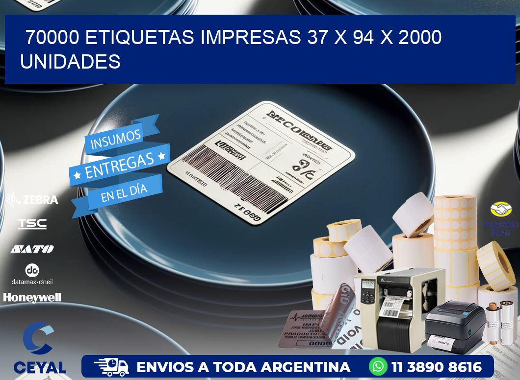 70000 ETIQUETAS IMPRESAS 37 x 94 X 2000 UNIDADES