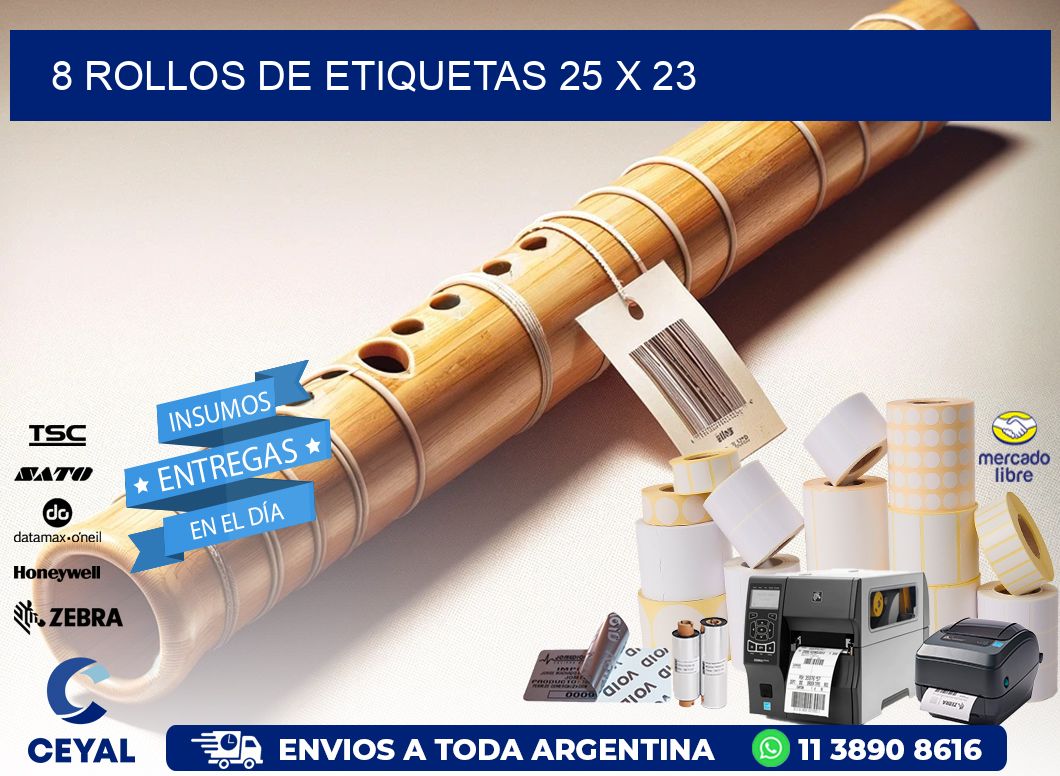 8 ROLLOS DE ETIQUETAS 25 x 23