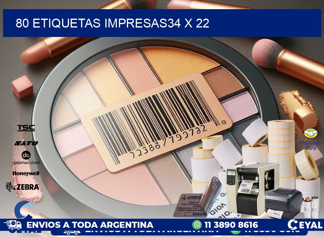 80 ETIQUETAS IMPRESAS34 x 22