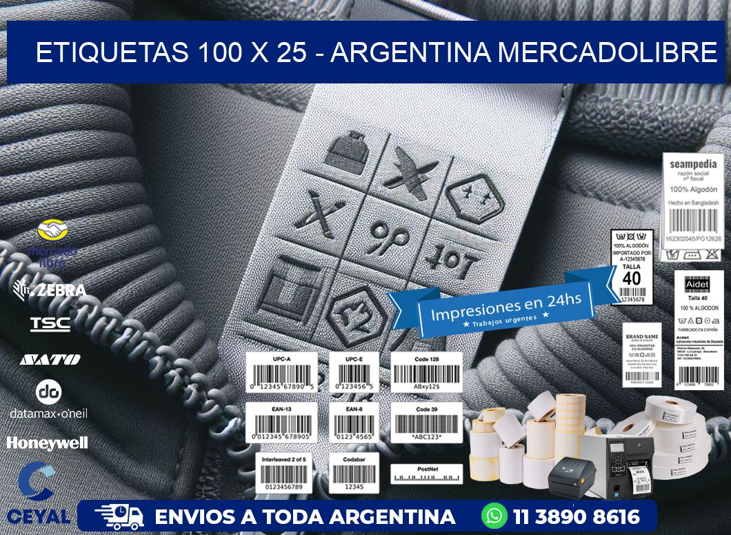 ETIQUETAS 100 x 25 - ARGENTINA MERCADOLIBRE