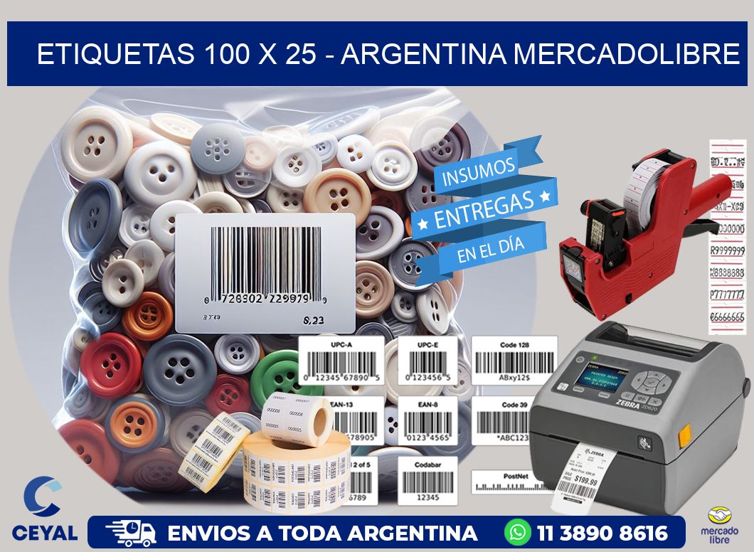 ETIQUETAS 100 x 25 - ARGENTINA MERCADOLIBRE