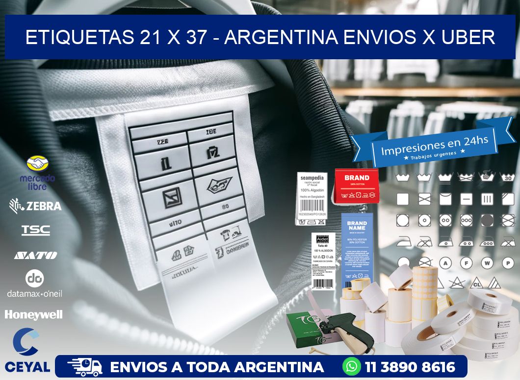 ETIQUETAS 21 x 37 - ARGENTINA ENVIOS X UBER