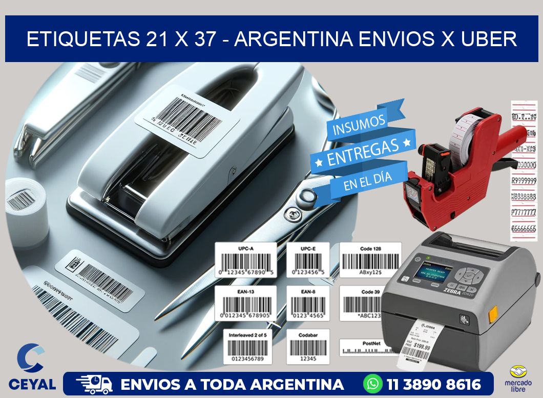 ETIQUETAS 21 x 37 - ARGENTINA ENVIOS X UBER