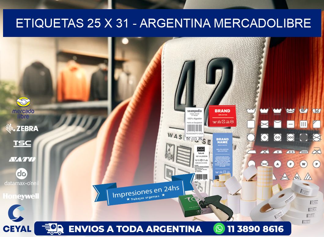 ETIQUETAS 25 x 31 - ARGENTINA MERCADOLIBRE