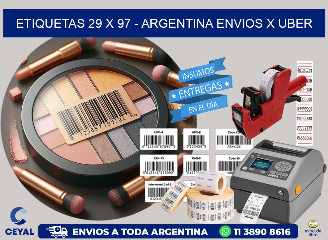 ETIQUETAS 29 x 97 - ARGENTINA ENVIOS X UBER