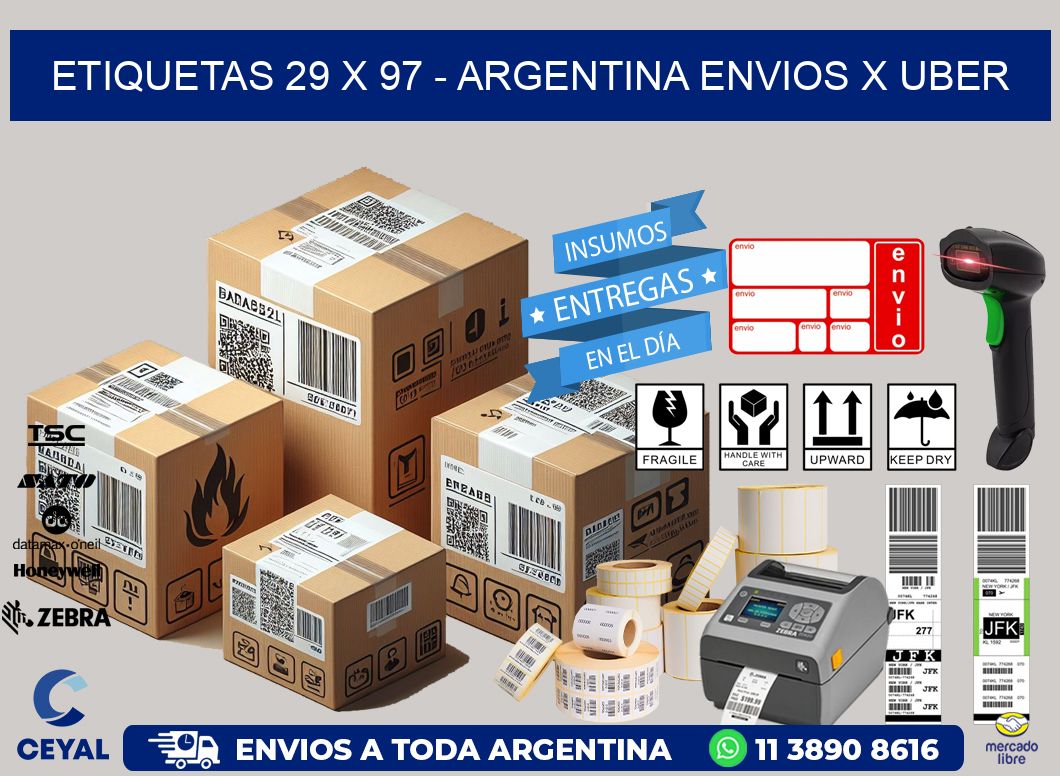 ETIQUETAS 29 x 97 - ARGENTINA ENVIOS X UBER