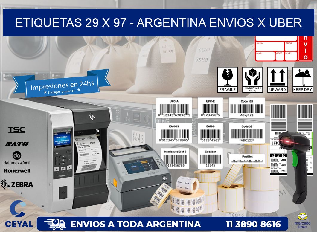 ETIQUETAS 29 x 97 - ARGENTINA ENVIOS X UBER