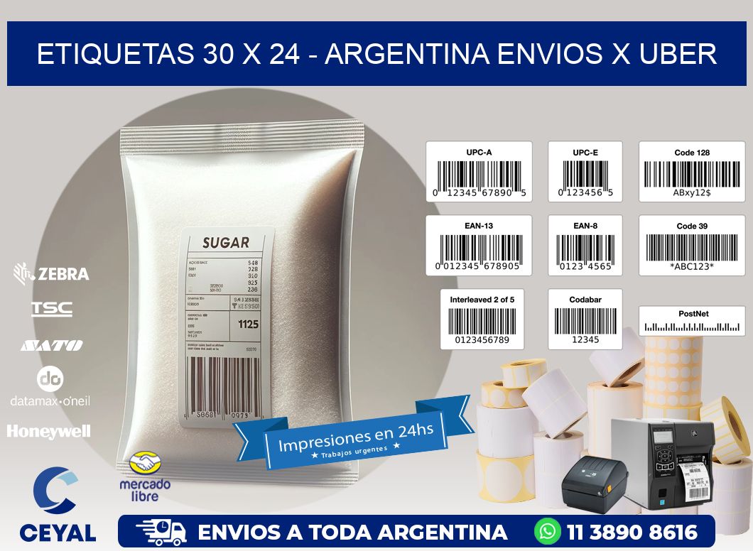 ETIQUETAS 30 x 24 - ARGENTINA ENVIOS X UBER