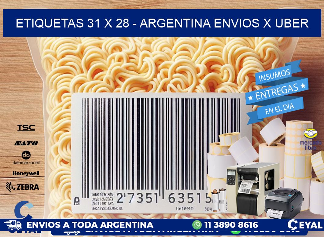 ETIQUETAS 31 x 28 - ARGENTINA ENVIOS X UBER