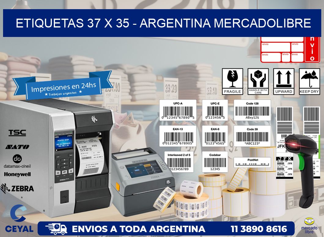 ETIQUETAS 37 x 35 - ARGENTINA MERCADOLIBRE