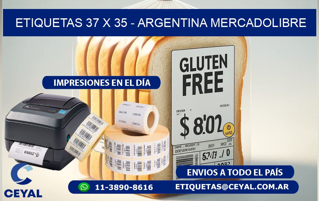 ETIQUETAS 37 x 35 - ARGENTINA MERCADOLIBRE