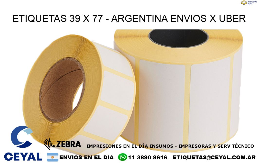 ETIQUETAS 39 x 77 - ARGENTINA ENVIOS X UBER