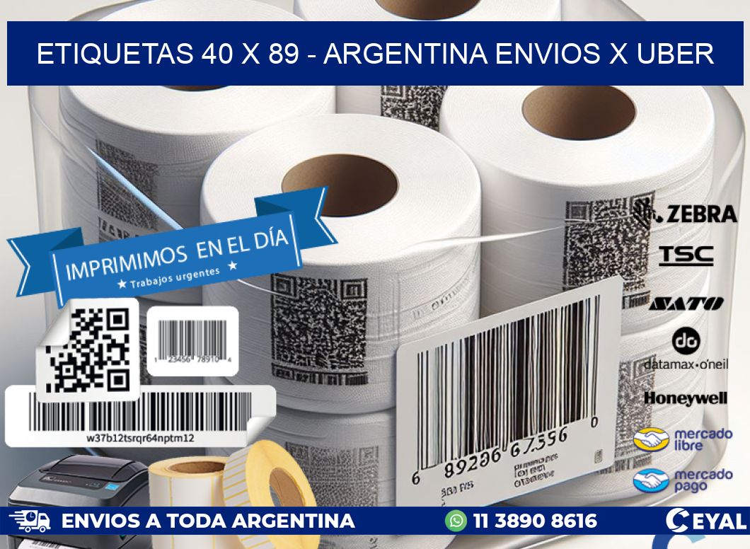 ETIQUETAS 40 x 89 - ARGENTINA ENVIOS X UBER