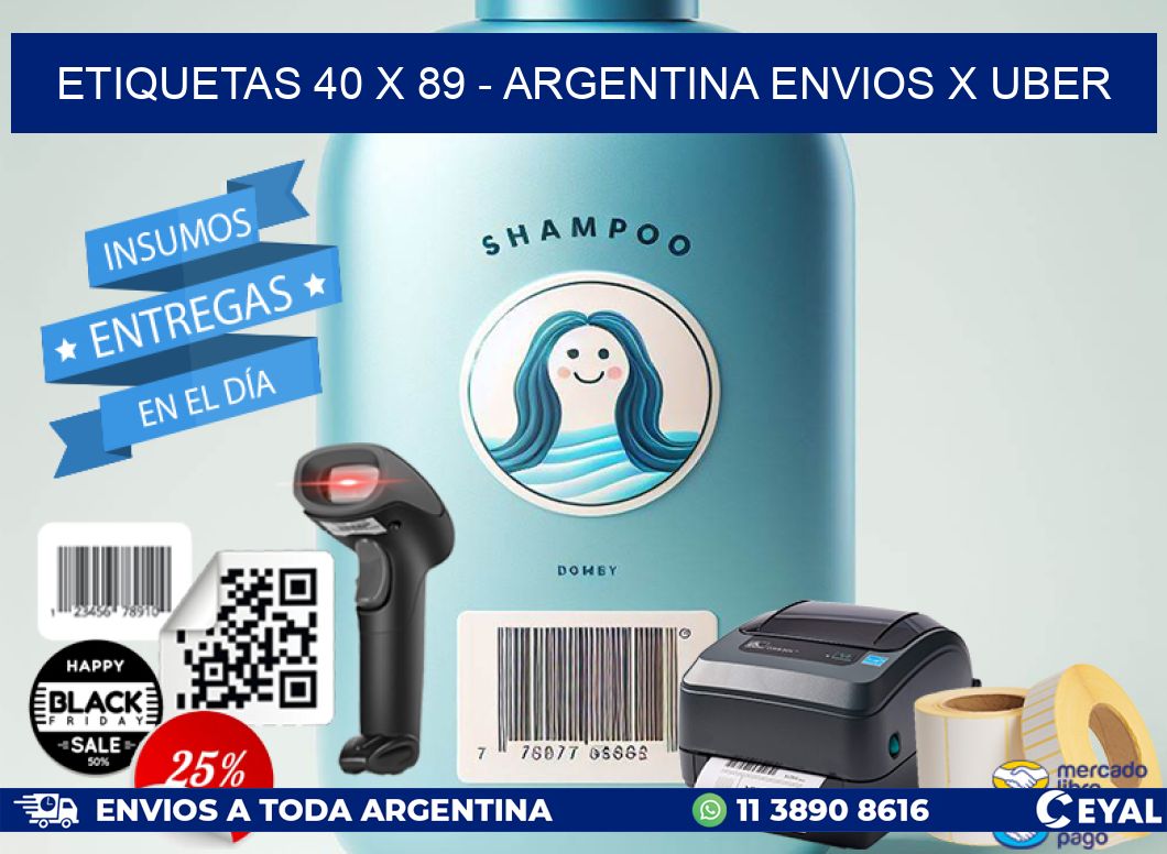 ETIQUETAS 40 x 89 - ARGENTINA ENVIOS X UBER