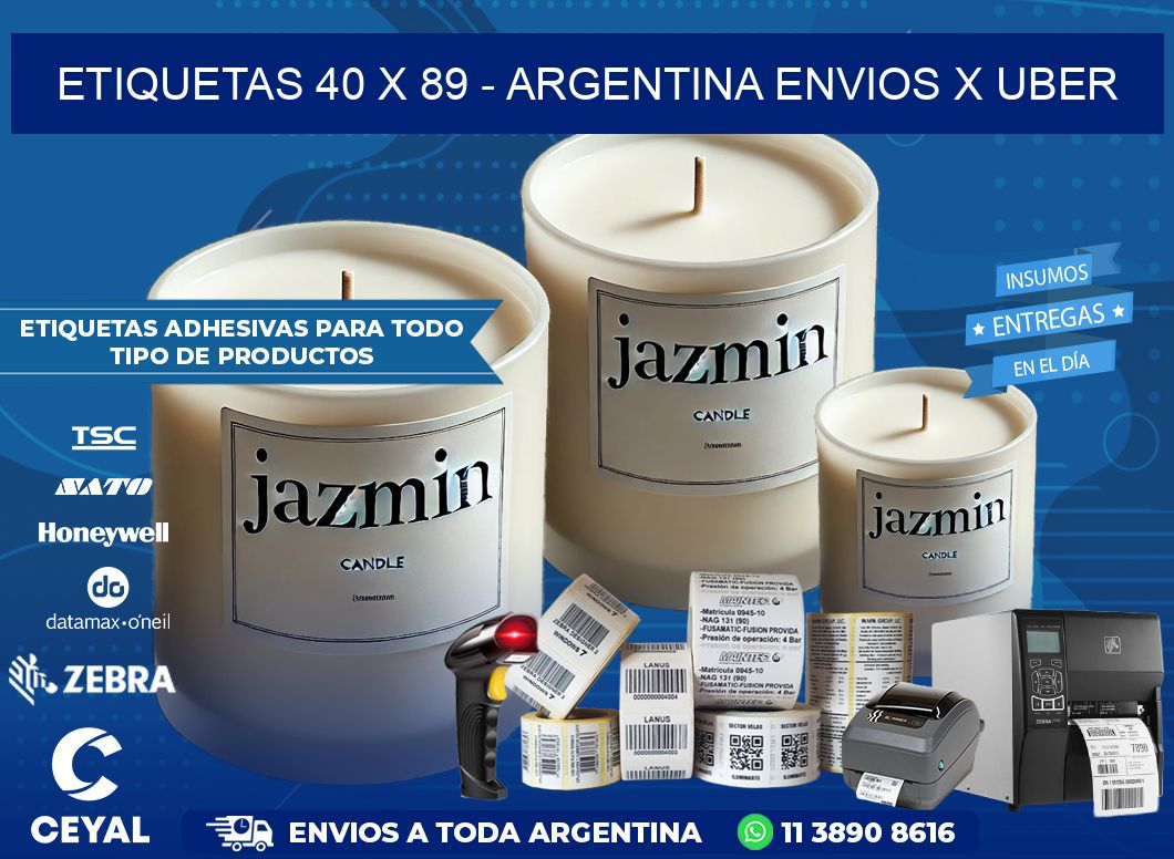 ETIQUETAS 40 x 89 - ARGENTINA ENVIOS X UBER