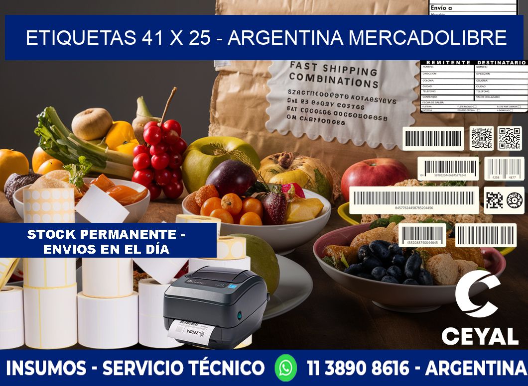 ETIQUETAS 41 x 25 - ARGENTINA MERCADOLIBRE