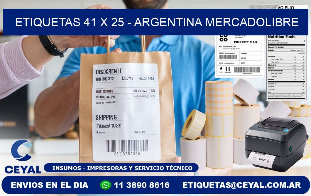 ETIQUETAS 41 x 25 - ARGENTINA MERCADOLIBRE