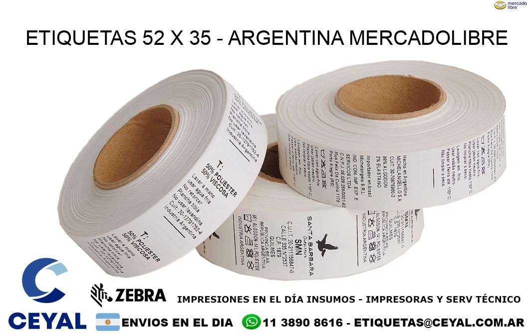 ETIQUETAS 52 x 35 - ARGENTINA MERCADOLIBRE