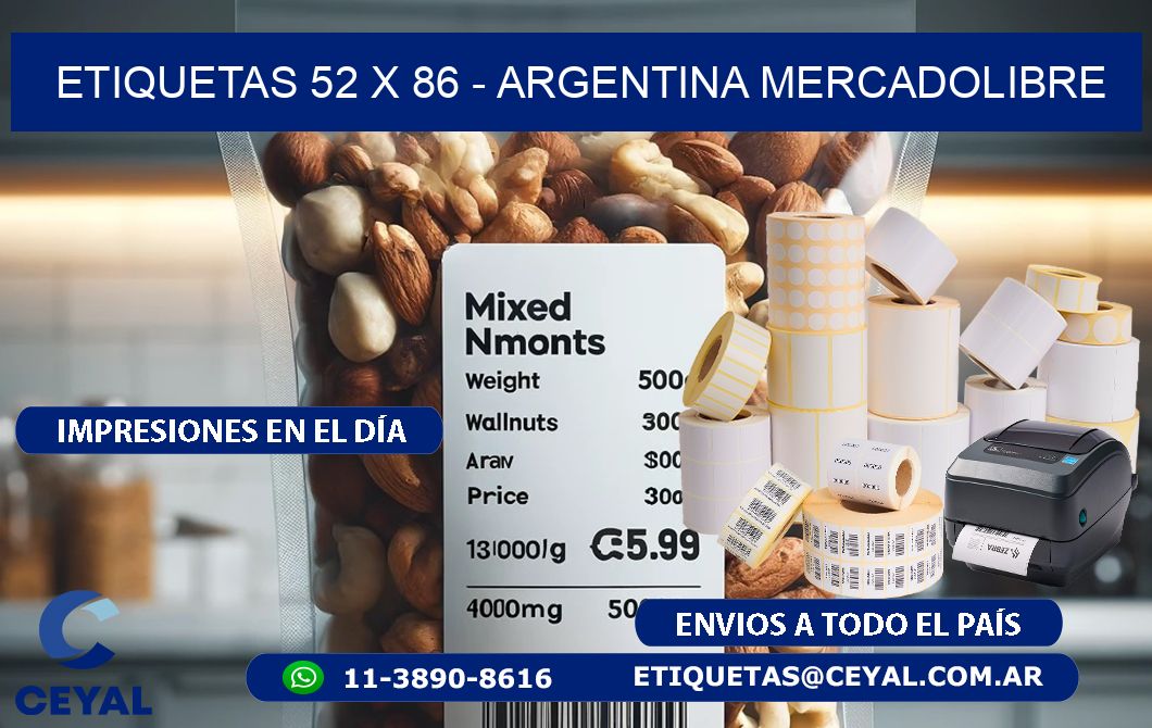 ETIQUETAS 52 x 86 - ARGENTINA MERCADOLIBRE