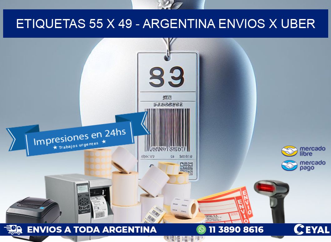 ETIQUETAS 55 x 49 - ARGENTINA ENVIOS X UBER