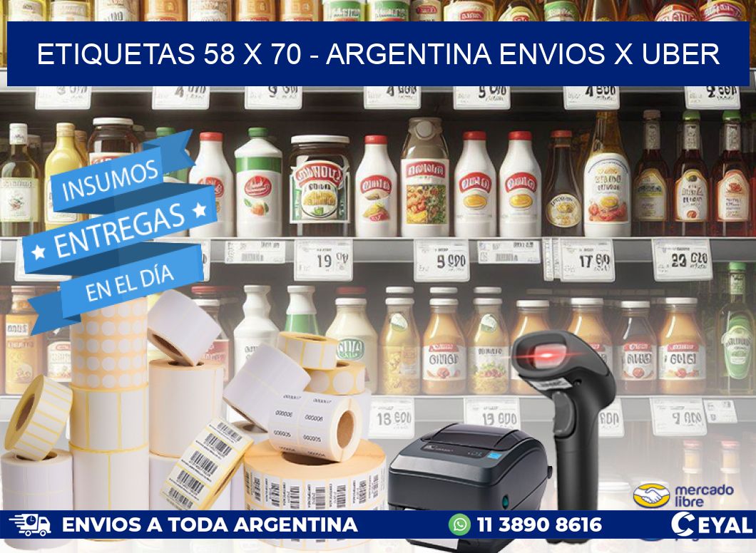 ETIQUETAS 58 x 70 - ARGENTINA ENVIOS X UBER