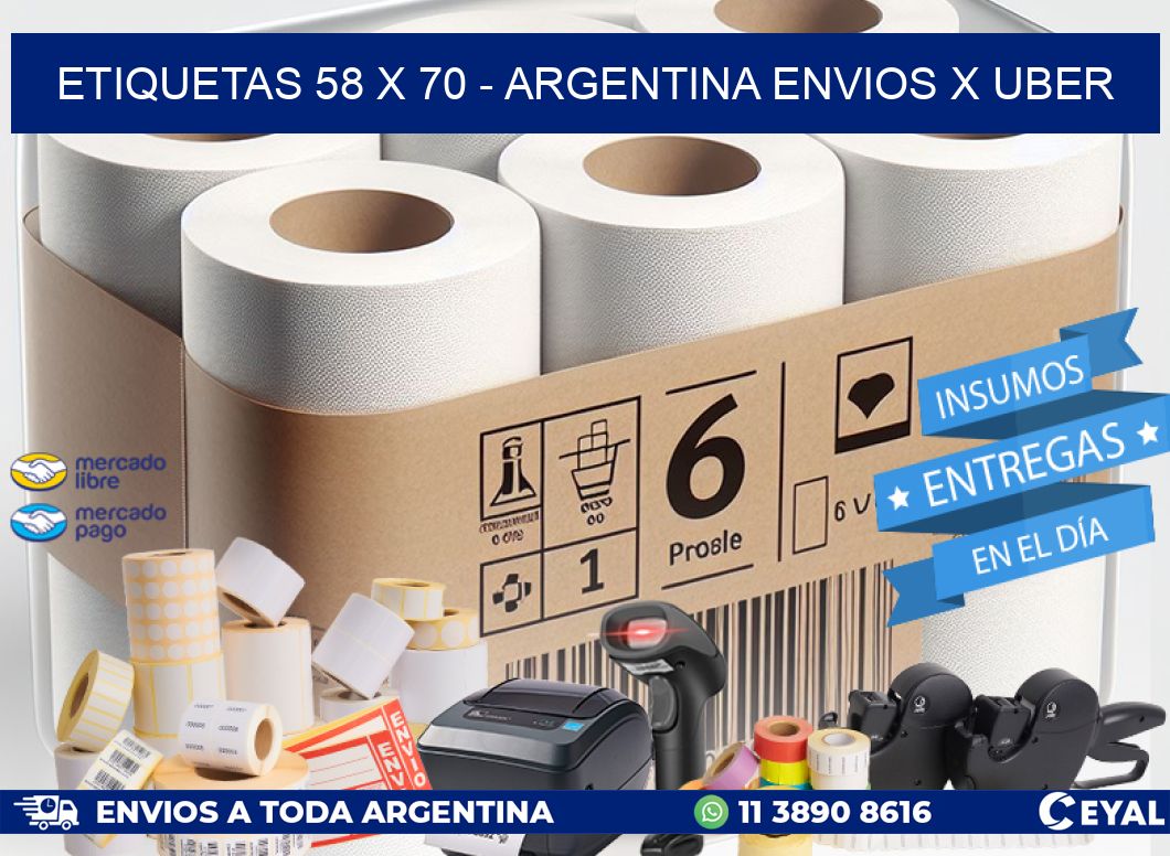ETIQUETAS 58 x 70 - ARGENTINA ENVIOS X UBER