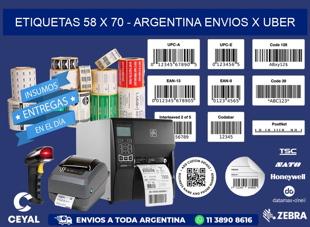 ETIQUETAS 58 x 70 - ARGENTINA ENVIOS X UBER