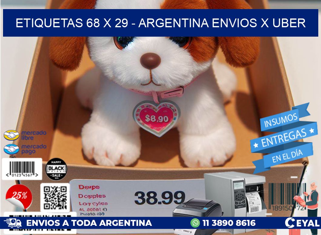 ETIQUETAS 68 x 29 - ARGENTINA ENVIOS X UBER