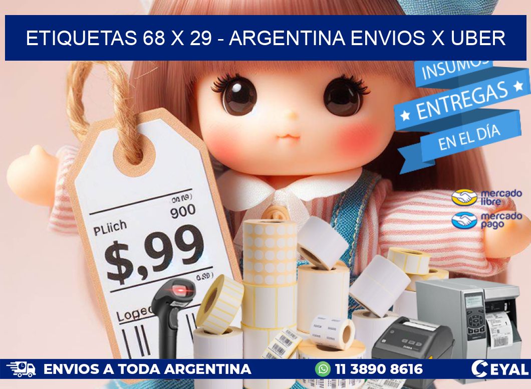 ETIQUETAS 68 x 29 - ARGENTINA ENVIOS X UBER