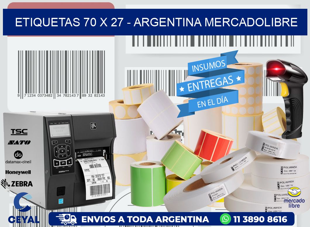 ETIQUETAS 70 x 27 - ARGENTINA MERCADOLIBRE