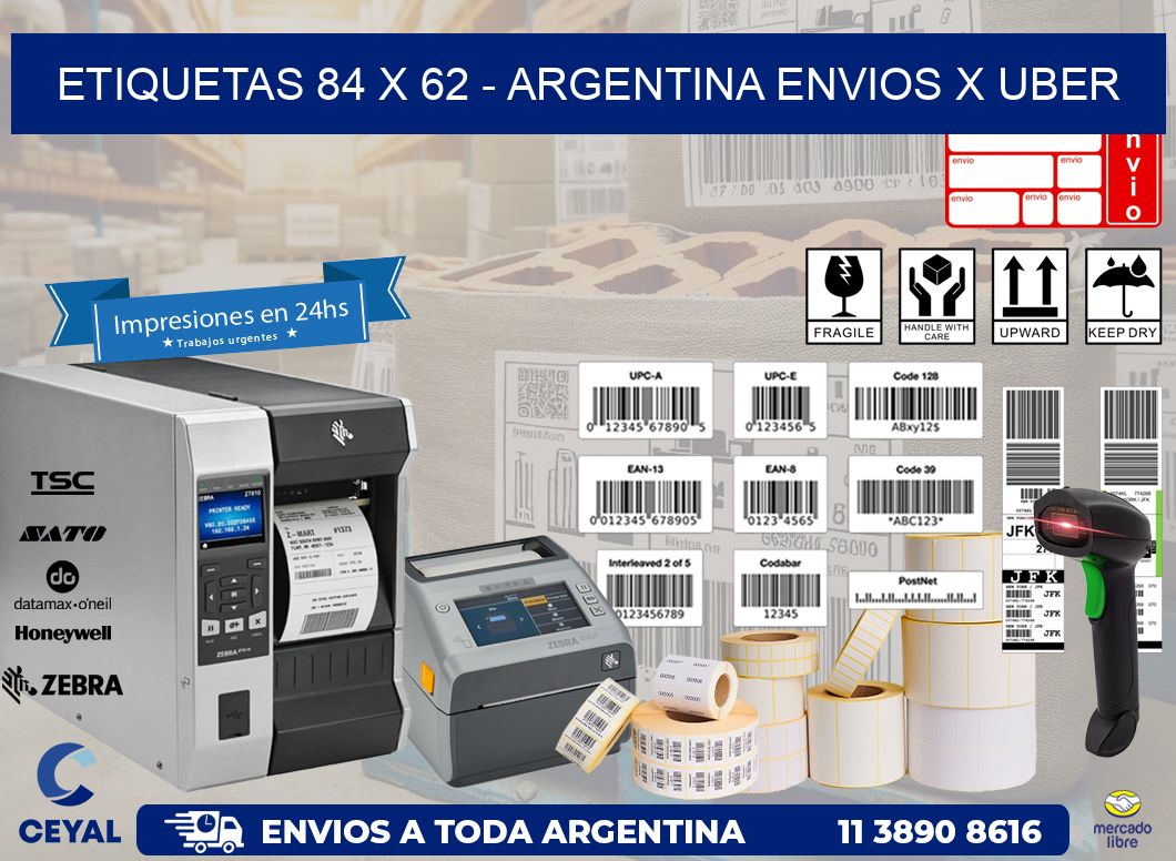 ETIQUETAS 84 x 62 - ARGENTINA ENVIOS X UBER