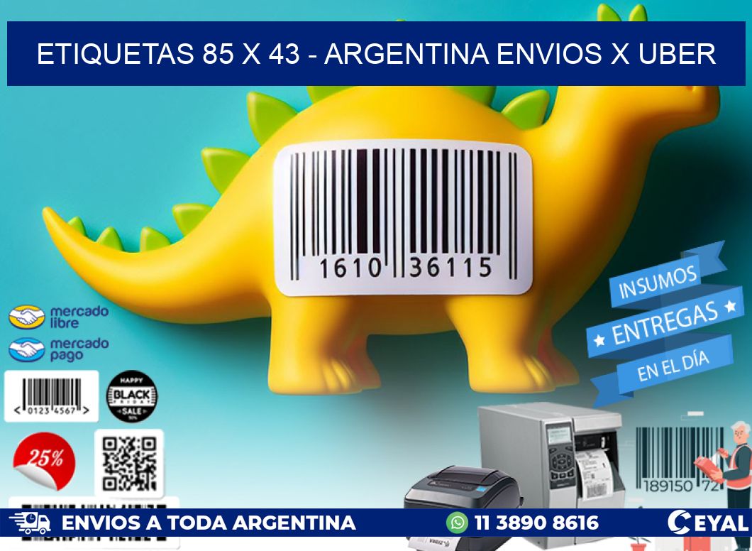 ETIQUETAS 85 x 43 - ARGENTINA ENVIOS X UBER