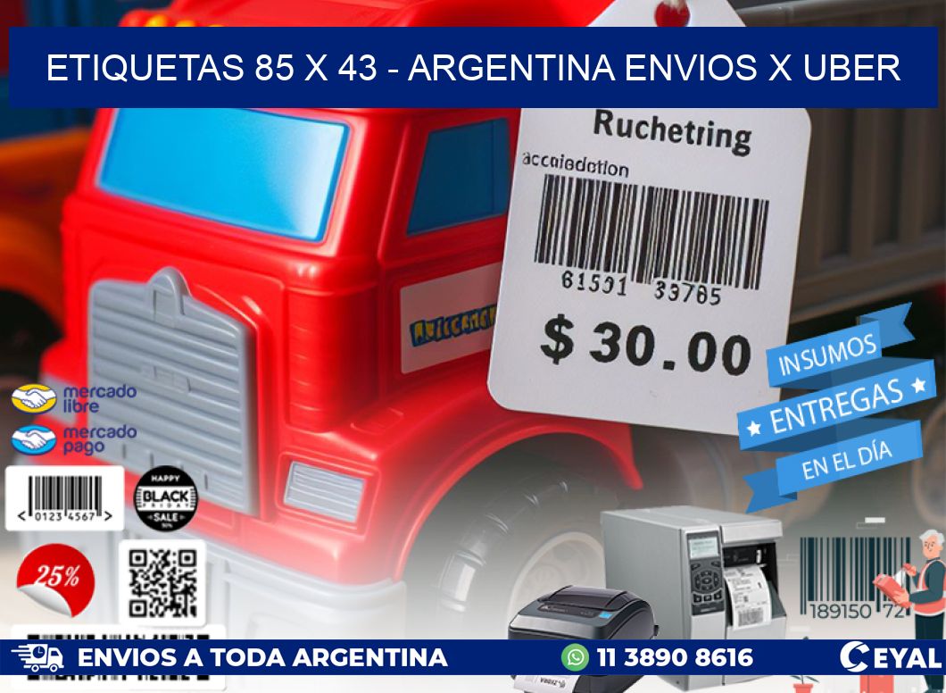 ETIQUETAS 85 x 43 - ARGENTINA ENVIOS X UBER