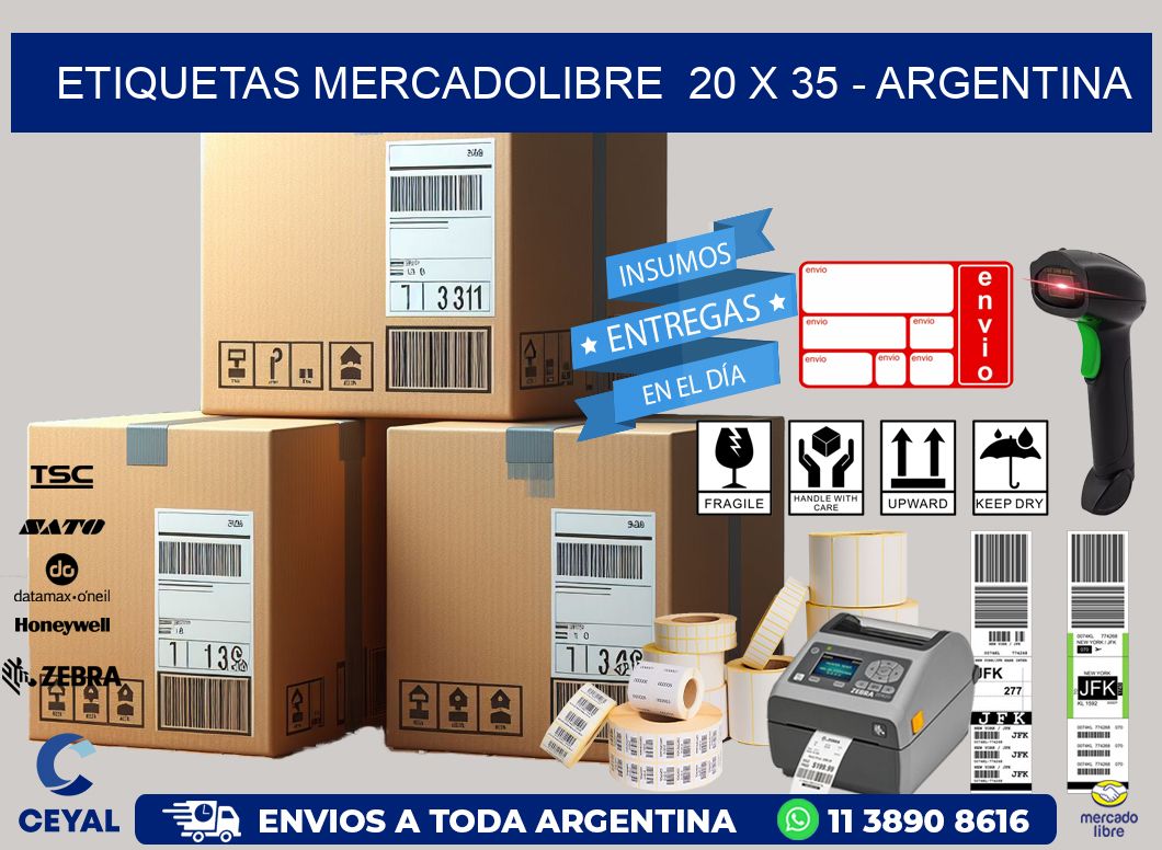 ETIQUETAS MERCADOLIBRE  20 x 35 - ARGENTINA