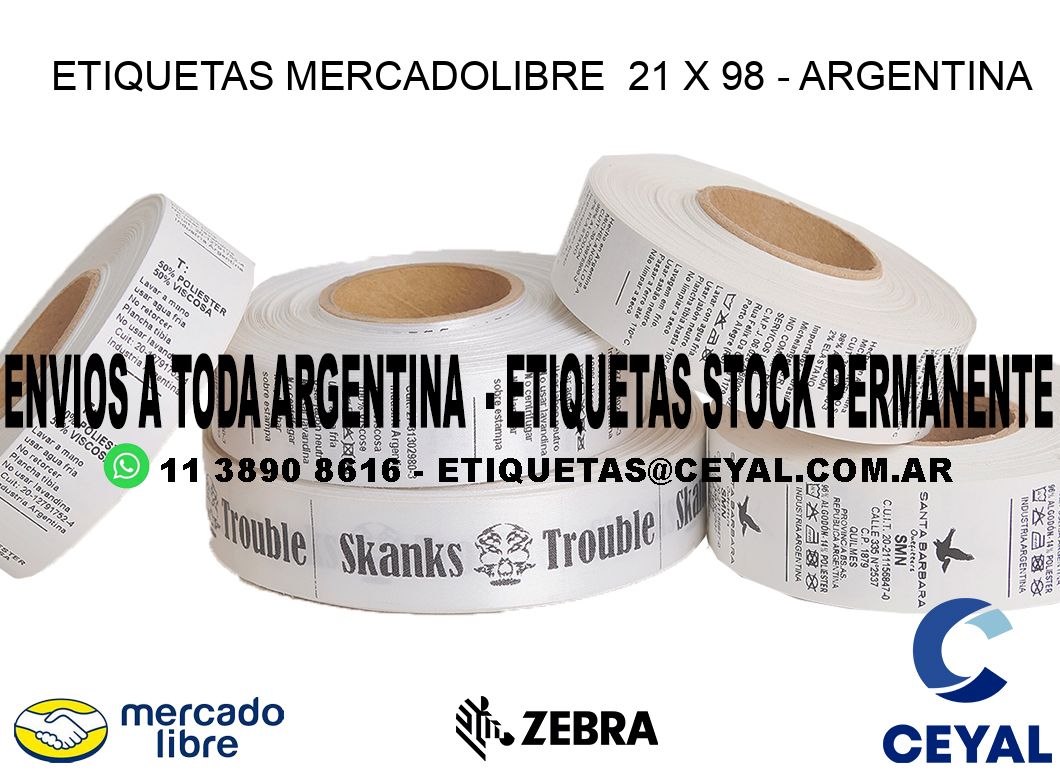 ETIQUETAS MERCADOLIBRE  21 x 98 - ARGENTINA