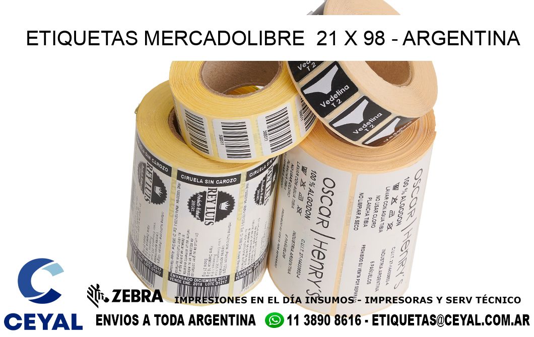 ETIQUETAS MERCADOLIBRE  21 x 98 - ARGENTINA