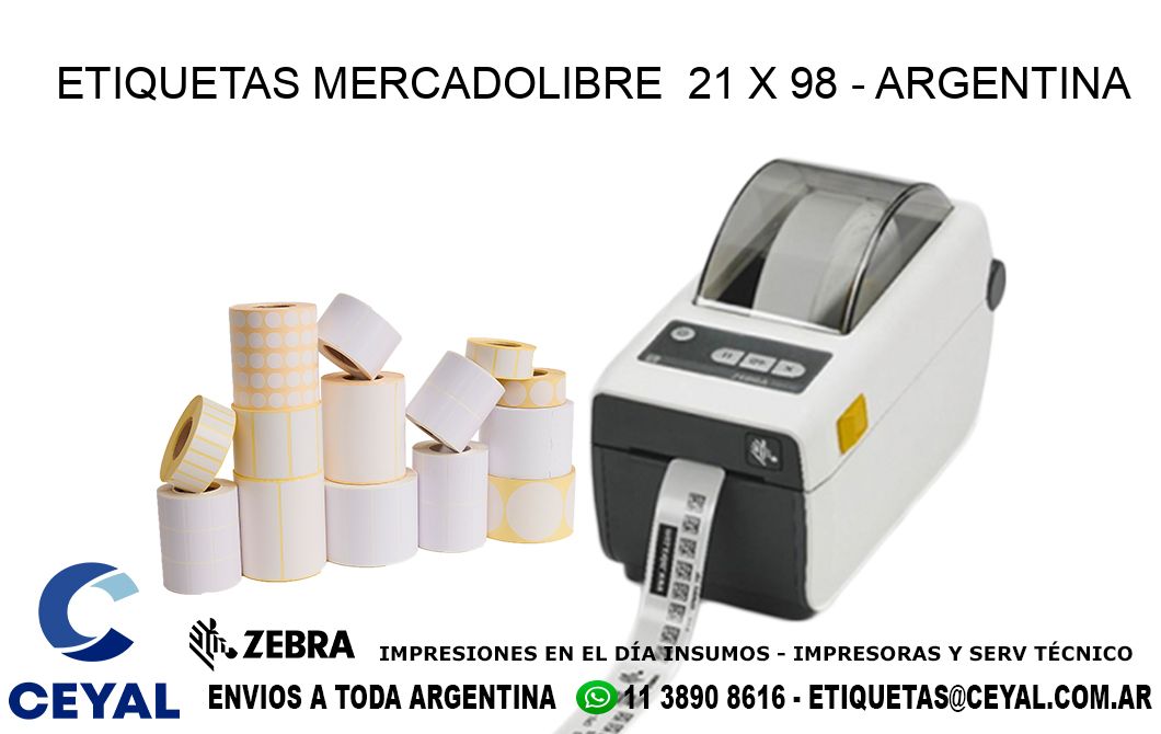 ETIQUETAS MERCADOLIBRE  21 x 98 - ARGENTINA