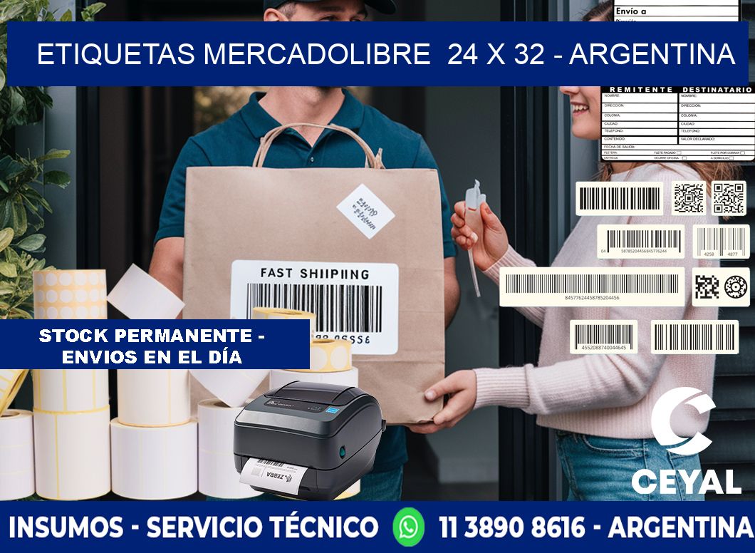 ETIQUETAS MERCADOLIBRE  24 x 32 - ARGENTINA