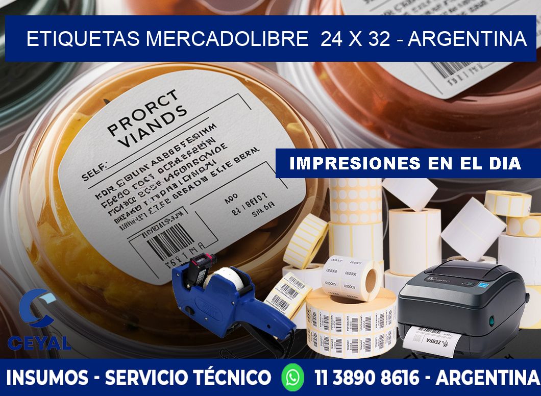 ETIQUETAS MERCADOLIBRE  24 x 32 - ARGENTINA