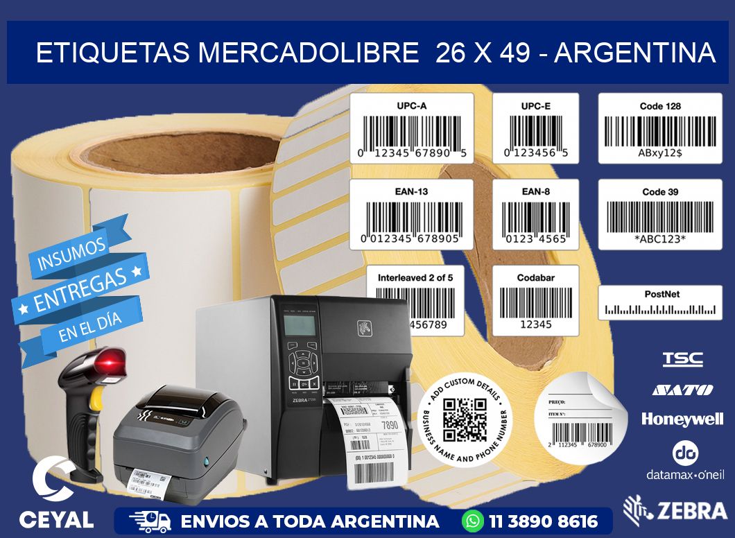 ETIQUETAS MERCADOLIBRE  26 x 49 - ARGENTINA