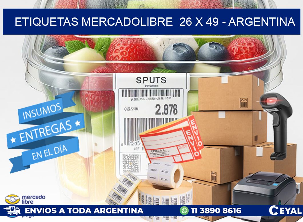 ETIQUETAS MERCADOLIBRE  26 x 49 - ARGENTINA