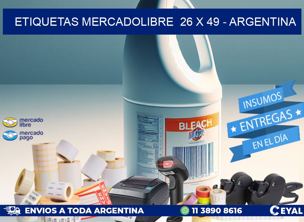 ETIQUETAS MERCADOLIBRE  26 x 49 - ARGENTINA