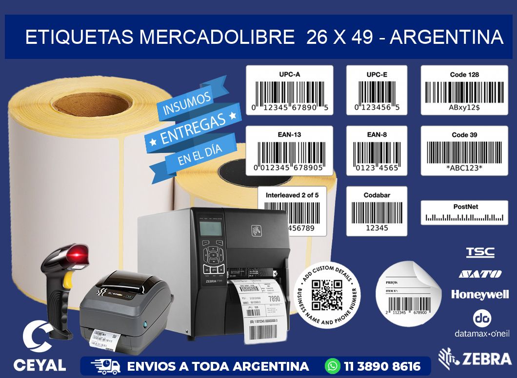 ETIQUETAS MERCADOLIBRE  26 x 49 - ARGENTINA