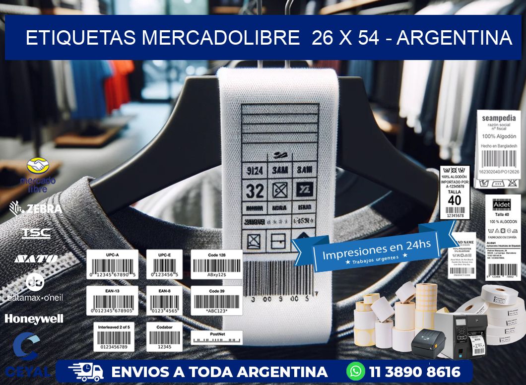 ETIQUETAS MERCADOLIBRE  26 x 54 - ARGENTINA