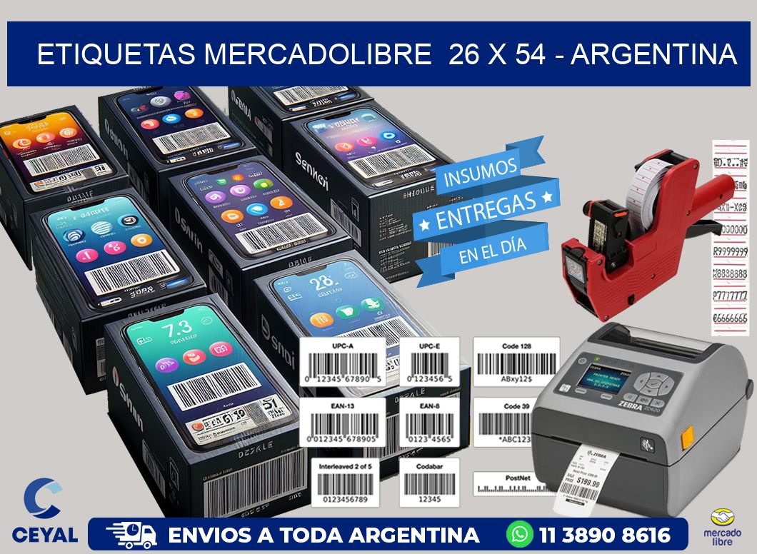 ETIQUETAS MERCADOLIBRE  26 x 54 - ARGENTINA